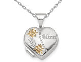 Sterling Silver Mom Heart Flower Locket with Chain 